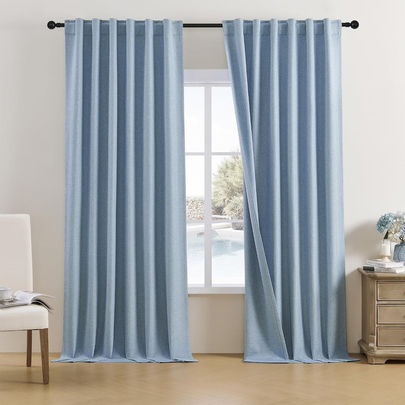 DUALIFE - Cortinas 100 opacas de lino texturizado de 84