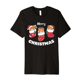 Cute Red Pandas In Christmas Stockings For Christmas Red Premium T-Shirt