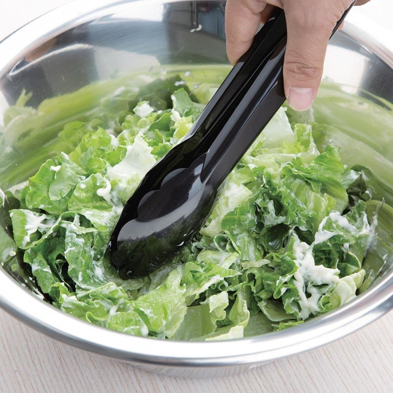 Vogue Tongs 23 cm/9 inch, Black, Polycarbonate Plastic, Comfortable Grip,