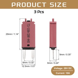DMiotech 3 Pack 28V DC 10A Red ATC/ATO Manual Narrow Mini Resettable Fuse for Automotive Circuit Breaker Reset Fuses Low Profile Blade Fuses for Car Truck SUV Marine Boat Motorcycle