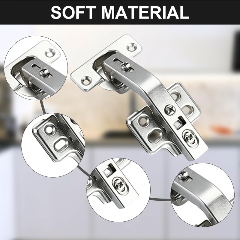 2pcs 135 Degree Kitchen Cupboard Hinges, Cabinet Hinges Soft, Folding