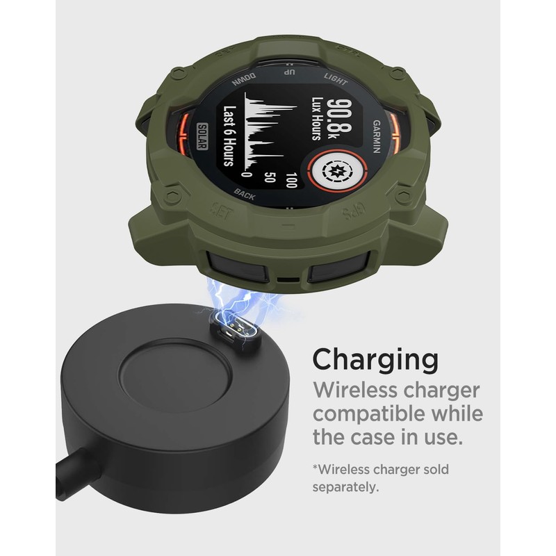 Miimall Armour Case Compatible with Garmin Instinct 3 Solar, Soft