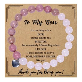 Aktully Beaded Bracelets Gifts for Boss Lady Boss Day Gifts Boss Bracelet Natural Stone Heart Bracelet Thank You Bracelet Boss Day Gift for Women Female Boss (A)