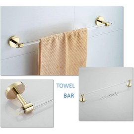 Bathroom Hardware Set Acrylic Gold - Bathroom Accessories Set Towel Bar Towel Rack Set - Wall Mounted Bath Towel Holder Toilet Paper Holder Set 4 Pieces SHUNLI