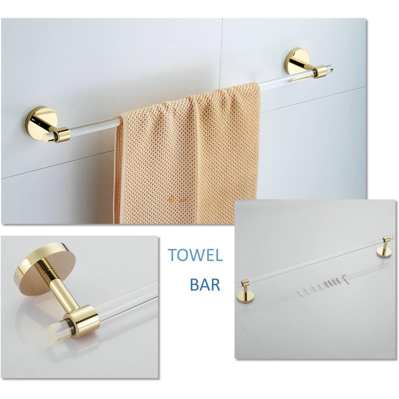 Bathroom Hardware Set Acrylic Gold - Bathroom Accessories Set Towel