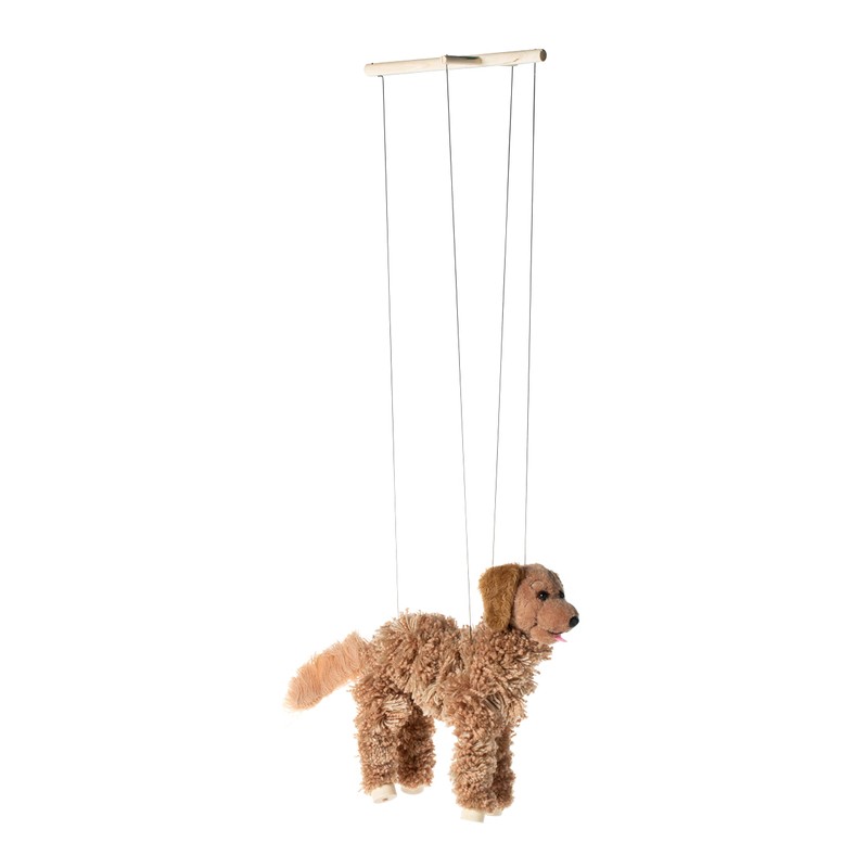 Artisan Owl Golden Retriever Marionette Puppet - Yarn Dog with