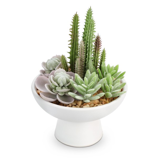 7.1” Small Succulents Cacti Plants Artificial in Ceramic Pots Potted