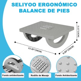 Reposapiés Debajo del Escritorio con Textura de Masaje y Rodillo, Taburete Ergonómico para Pies Inclinable, Reposapiés de taburete mecedora, Reposapiés con soporte de pies de masaje de pies, Gris