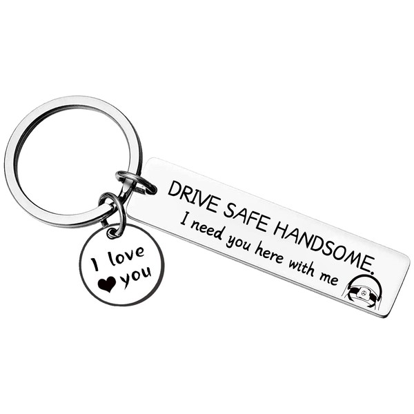 Lumengqi Silver Stainless Steel Rectangle Pendant Keyring Keychain Drive Safe