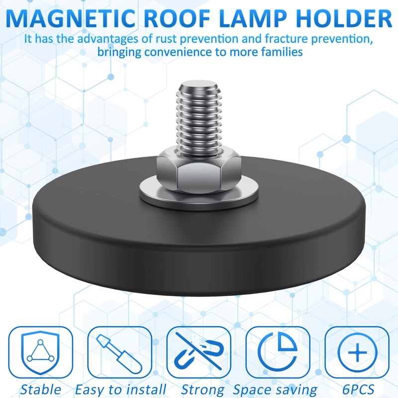 6Pcs Neodymium Mounting Magnet Base - 1.7 Inch Round M6