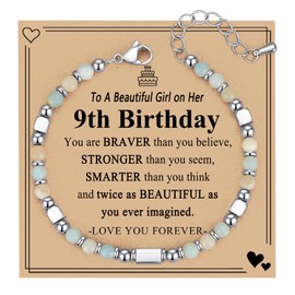 Jixugaud 9 Year Old Girl Gifts, Birthday Gifts for 9 Year Old Girl, Happy 9th Birthday Birthday Decorations for Age 9 9+ Year Old Girls Bracelets Jewelry Gift Ideas
