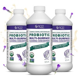 SCD Probiotics USDA Certified Organic, Probiotic Cleaning Concentrate w/Lavender Essential Oil, Microcleans Surfaces for Up to 7 Days, Plant-Based Multi-Surface Enzyme Cleaner 17 Fl Oz (3 Pack)