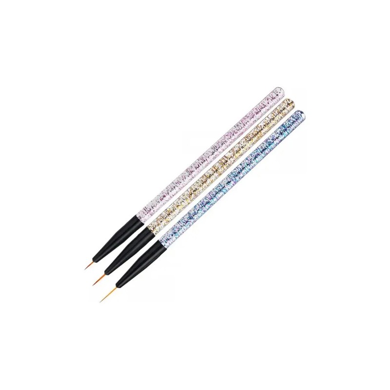 3 Pinceles Liner Mano Alzada Nail Art Gel