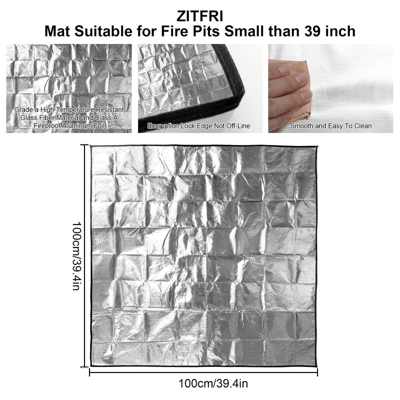 Fire Pit Mat, 4 Pack 39 x 39 Inch Square