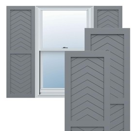 15"W x 33"H True Fit PVC Two Panel Chevron Modern Style Fixed Mount Shutters, Ocean Swell (Per Pair - Hardware Not Included)
