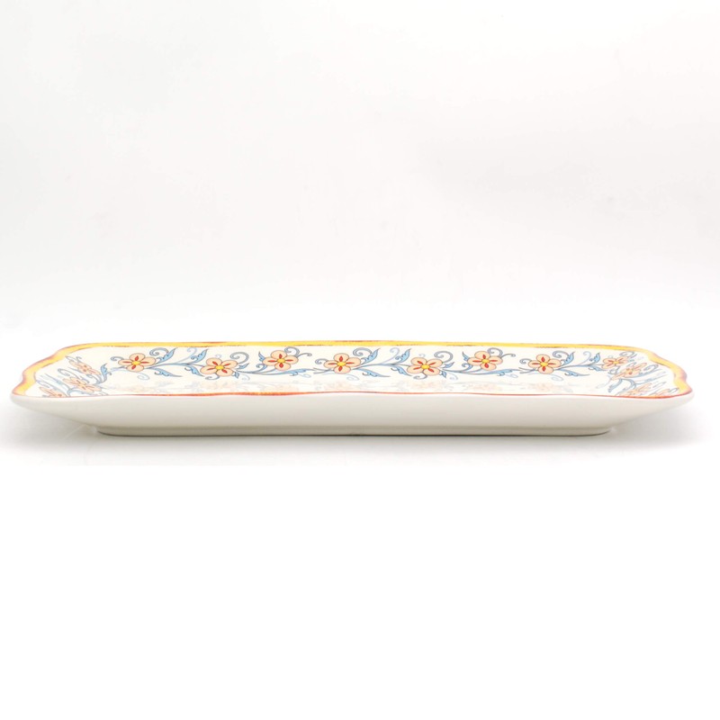 Euro Ceramica Duomo Collection Italian-Inspired 16.8" Rectuangular Ceramic Serving Tray