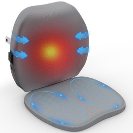 Smart Inflatable Heated Seat Cushion and AI Lumbar Support Pillow for Office Chair, Beautlinks Waterproof Back Pillow Chair Seat for Car Home, 2 Temperature Portable Back Cushion Pad for Office Chairs