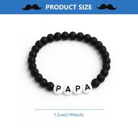 Father Day Gift, Men's Bracelets for Dad, PAPA Bead Black Bracelet Gifts for Men, Best Present for Father A8FQJCZSL