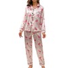 WDIRARA Women's 2 Piece Satin Sleepwear Flamingo Animal Print Button