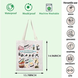FOTAP Baker Tote Bag - Baking Lover Handbag for Chef Gift - Bread & Pastry Theme