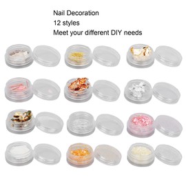 Nail Foil, Nail Art Foil Flakes con 2 Cajas, Gold Silver Nail Foil, DIY Nail Stone con Forma única, Nail Foil Paillette para Decoración de Uñas