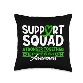 End The Stigma Depression Mental Health Awareness Support Awareness Squad I Mental Health & Depression Throw Pillow, 16x16, Multicolor