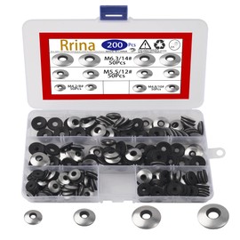 Rrina 200Pcs 304 Stainless Steel Neoprene EPDM Bonded Sealing Gasket Washers Assortment Kit for 8#/10#/12#/14# Screws