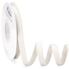 Ribbli Cream White Velvet Ribbon Double Faced 3/8 Inch 10-Yard Spool White Ribbon Use for Christmas Tree Ornaments Gift Wrapping Wreath Decoration Wedding Boutonnieres