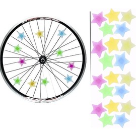 lohill 36pcs Spoke Reflectors Bicycle Children Reflective Stars, Plastic Bicycle Wheel Beads, Spoke Clicker Bicycle Spoke Beads Wheels Beads, Decor for Girls Children