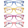 HEEYYOK 4 Pack Reading Glasses Women,Round Frame Readers Spring Hinges,Ladies
