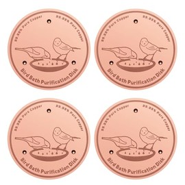 BKMAMLAB 4-Pack 99.99% Pure Copper Bird Bath Purification Disk,Copper Disc with Stable Triple-Point Support,Fits All Outdoor Bird Baths(Round)