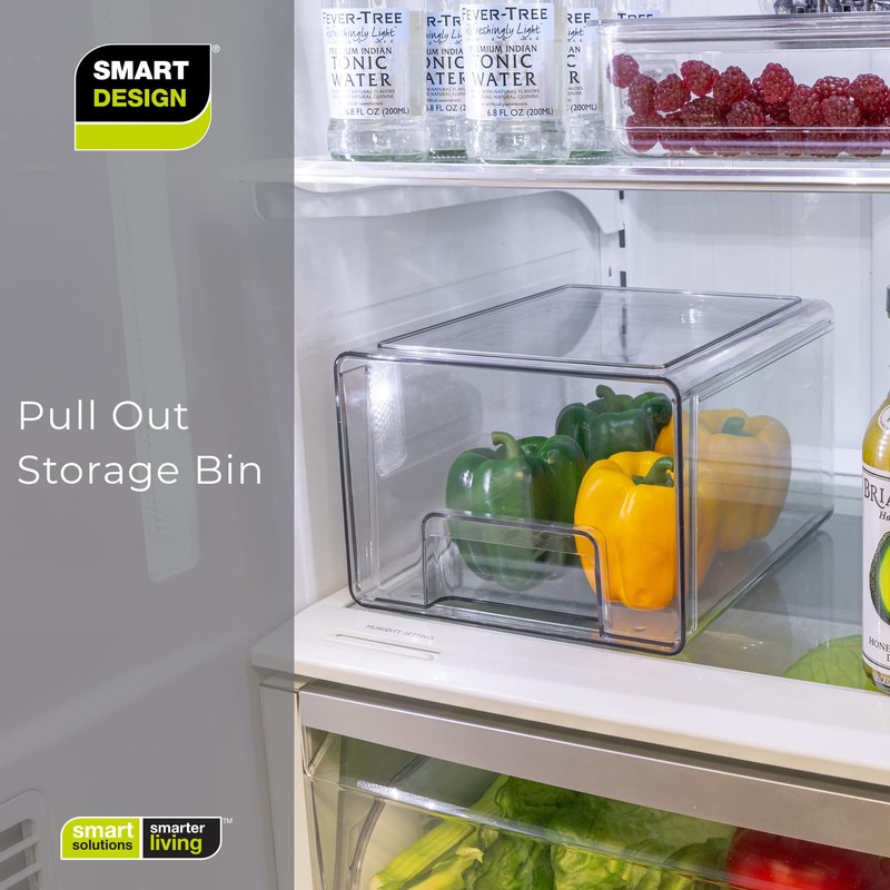 Smart Design Pull-Out Stackable Storage Bin -Tall - 9.8" D