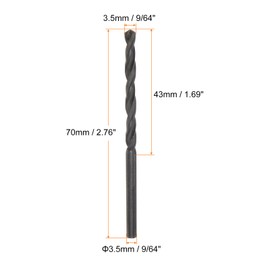sourcing map 10pcs Jobber Drill Bits 3.5mm (9/64") Nitride Coated High Speed Steel (HSS) 4241 Twist Drill Bits for Stainless Steel Copper Aluminum Alloy Metal Wood Plastic, Black