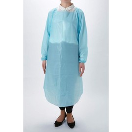 TRUSCO TAPEL-B PE Disposable Apron with Sleeves, One Size Fits Most, Blue (Pack of 10)