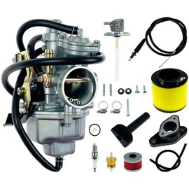 LLANNDER Carburetor Replacement For Honda TRX250 Recon 250 1997-2001 TRX250TE TRX250TM 2002-2007 ATV Carb, with Oil Filter, Air Filter, Fuel Valve Petcock, Throttle Cable, Spark Plug 16100-HM8-B01