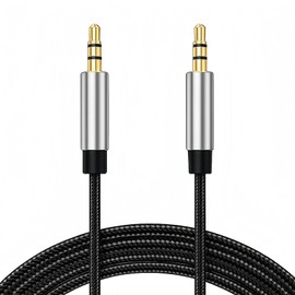 kwinfei 5.0M Aux Cable 3.5mm Male to Male Headphone Braided Auxiliary Cord, Hi-Fi Stereo Jack to Jack Braided Cord, Gold-Plated Plugs for Headphones, Smartphone, Car Stereo, Speaker, Tablet