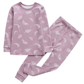 Owlivia 100% Organic Cotton Baby Long Sleeve Pajama Sets,Toddler Boy Girl 2-Piece Sleepwear （4T, Feather Mauve）