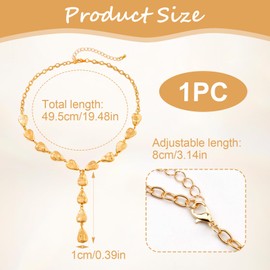 CZMZHFC Statement Necklace for Women，Long Gold Plated Y Shape Lariat with Waterdrop Beads，Trendy Gold Teardrop Pendant, Chunky Tassels for Christmas, Birthday, Wedding Party