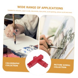 STOBOK Linen Photo Storage Boxes Square Shape Calligraphy Painting Storage Cases