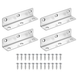 sourcing map 4Pcs L-Shaped Brackets Corner Brace, 0.98"x0.98"x3.94" Corner Bracket Shelf Bracket Right Angle Brackets for Wood Shelves Furniture (25x25x100mm, Silver)