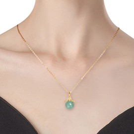 Good Luck Buddha Necklace Jade Necklace 925 Sterling Silver,18K Gold Plated Jade Pendant Crystal Necklace Cubic Zirconia for Women