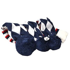 GOOACTION 3PCS Knitted Golf Head Covers 1-3-5 for Driver and Fairway Woods with Long Neck Design Vintage Argyle Navy Blue and White Sock Pom Pom Golf Club Head Covers Set