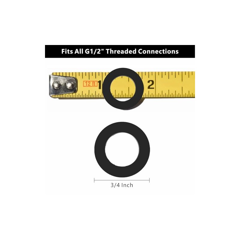 4 Pack Shower Head Gasket, 3/4" Rubber Washer for 1/2"