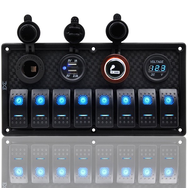 Purishion 8 Gang Rocker Switch Panel with Dual USB &