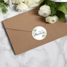 500 Pieces Wedding Direct Thermal Labels Bride and Groom Stickers 5 Inch - Greenery Custom Printer Label for Shower, Party, Wedding