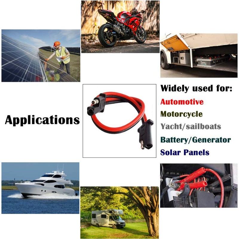 5 Pack 12" 10 Gauge 2 Pin Quick Disconnect Audiopipe