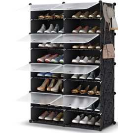 HOMIDEC Shoe Rack, 8 Tier Shoe Storage Cabinet 32 Pair Plastic Shoe Shelves Organizer for Closet Hallway Bedroom Entryway