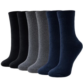 Niorasen Women's Thermal Socks, Wool Socks, Warm Winter Socks, Thick Knitted Socks, Women's Cosy and Breathable, 6 Pairs, 39-42, 35-38, Grey navy black