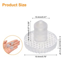 QUARKZMAN Pack of 30 Glass Plate Buffer with Handle, 19.4 mm / 0.76 Inch Furniture Glass Top Non-Slip Pads Transparent Rubber Handles Table Spacers for 10.4 mm/0.41 Inch Hole Table Furniture Cabinet