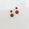 Handmade Red Agate Double Round Beads Dangle Drop Earrings for